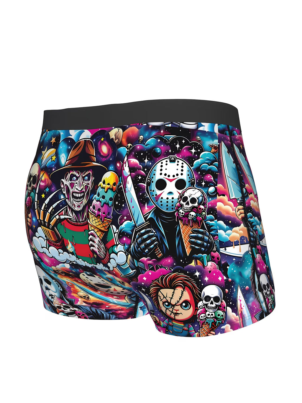 Boxer Briefs com Estampa 3D de Filme de Terror para Homens