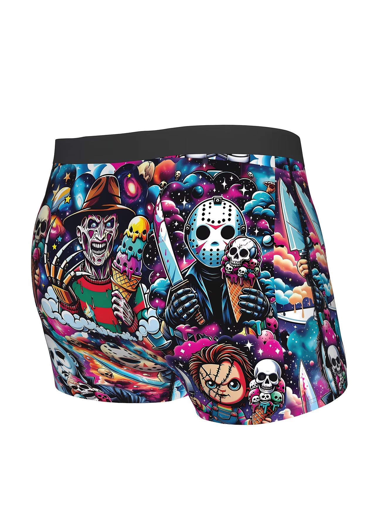 Boxer Briefs com Estampa 3D de Filme de Terror para Homens