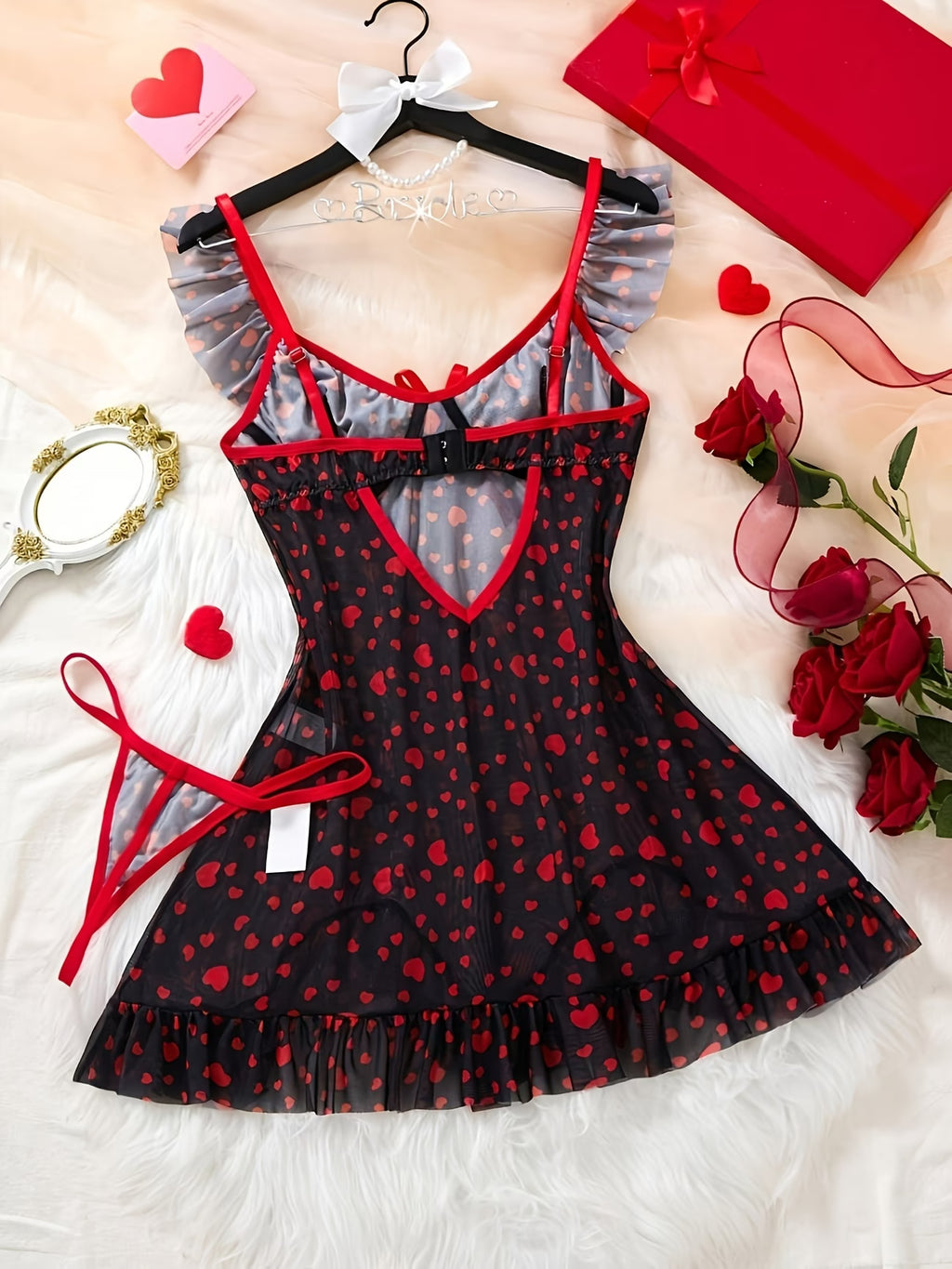Camisa de dormir preto e vermelho