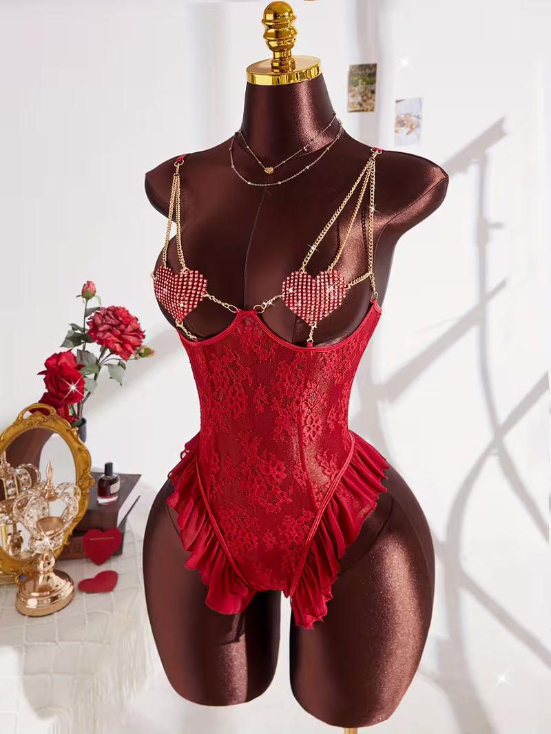 Body vermelho com brilhantes