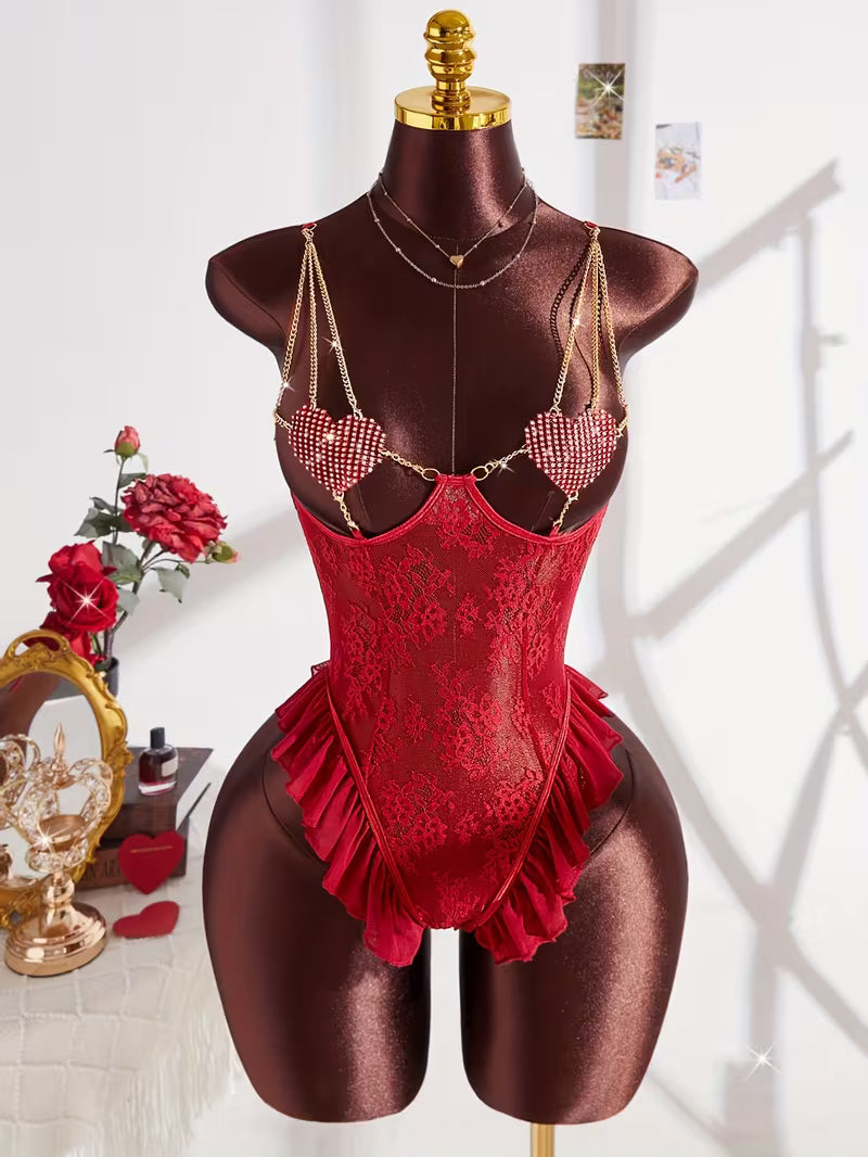 Body vermelho com brilhantes
