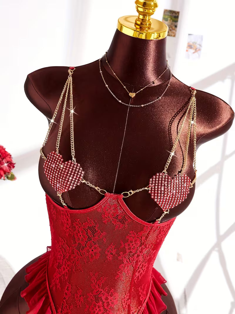 Body vermelho com brilhantes
