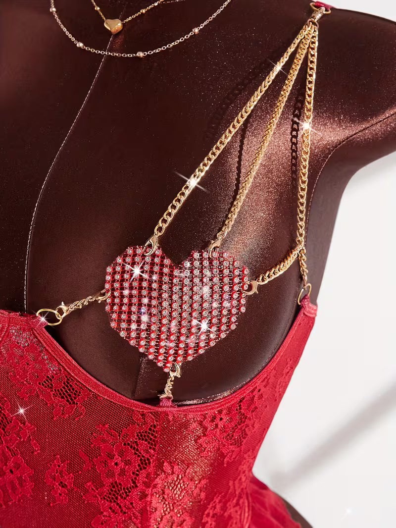 Body vermelho com brilhantes
