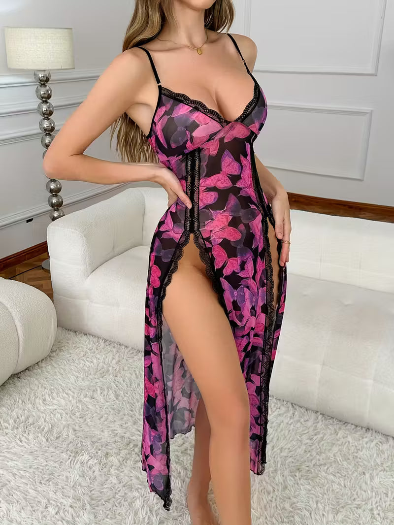 Camisa de noite leve e sensual, em tons de rosa e preto