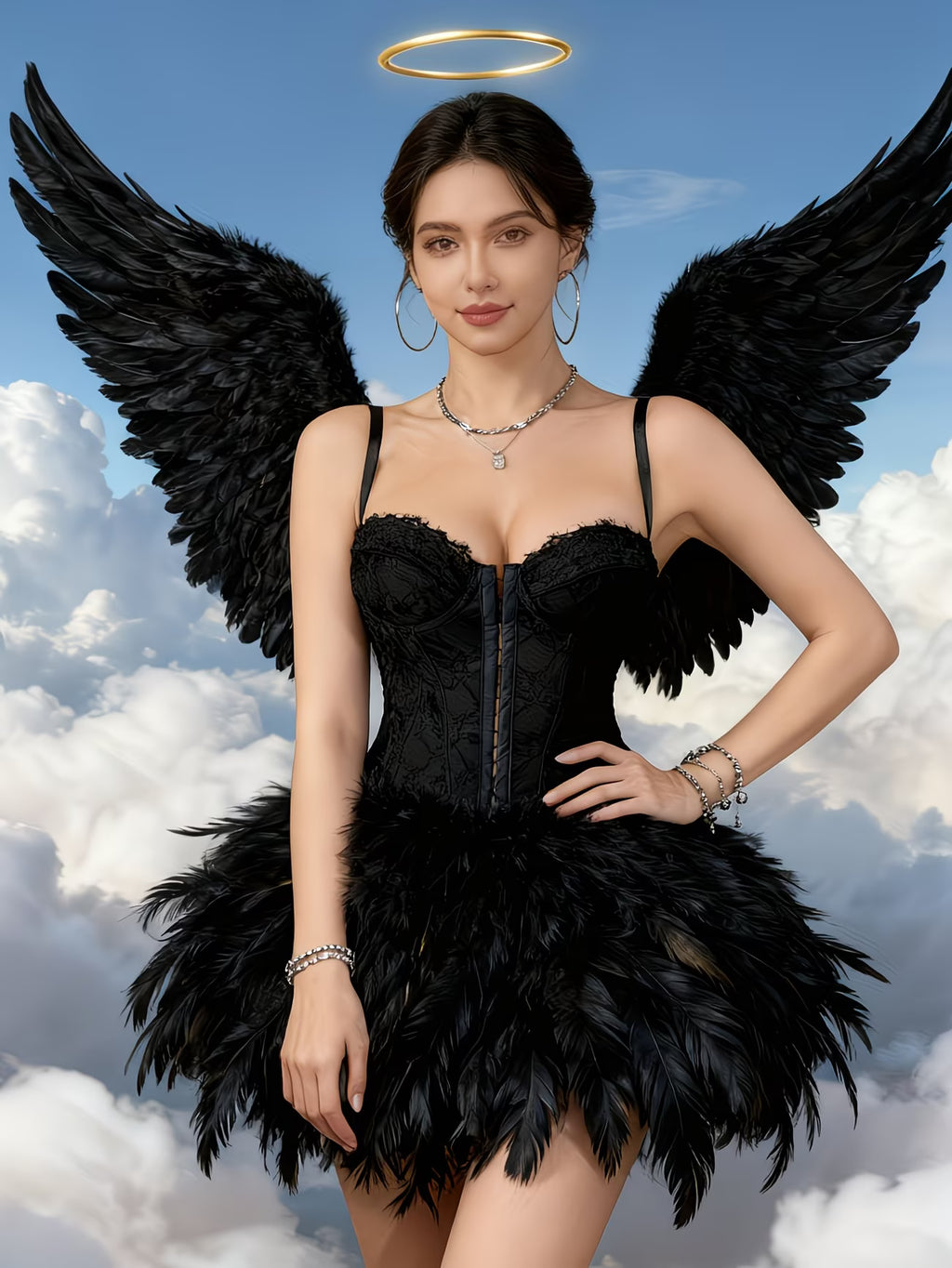 Top Corpete Estilo Anjo de Renda Branca com Cintura Marcada