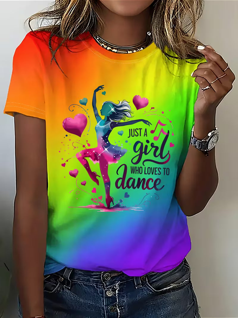 Camiseta com Estampa Gráfica, Manga Curta Gola Redonda