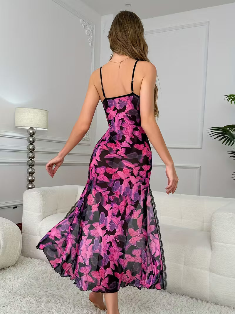 Camisa de noite leve e sensual, em tons de rosa e preto
