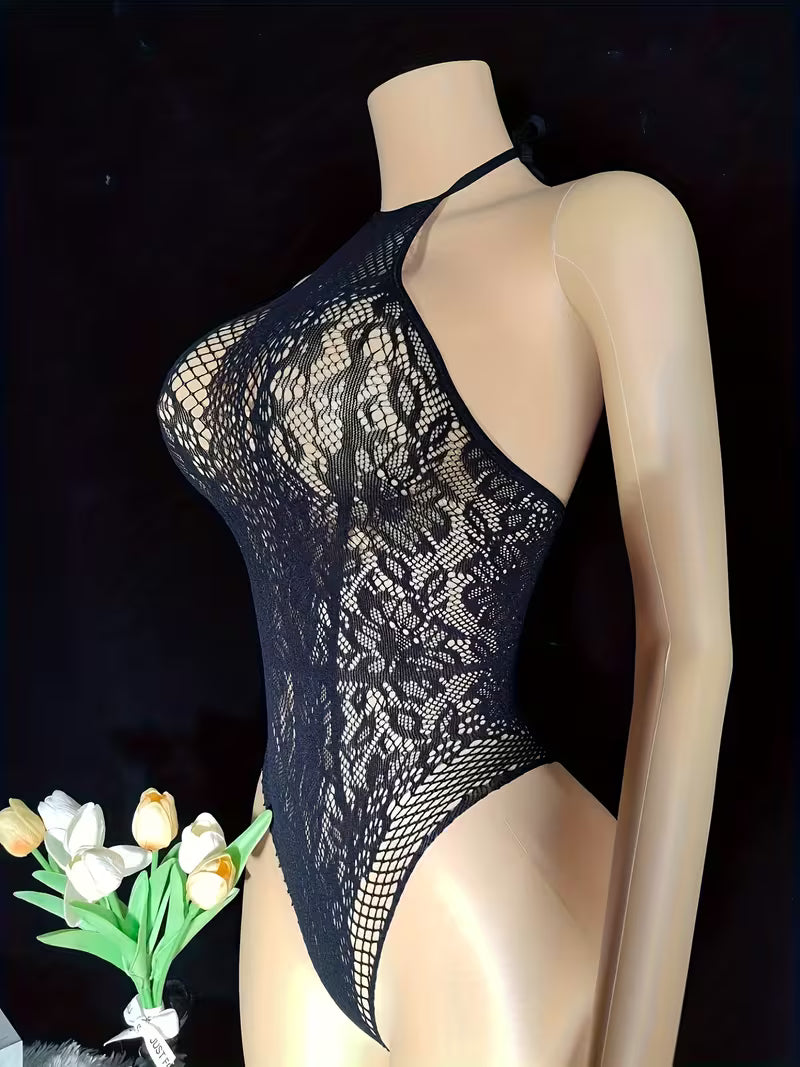 Body de Lingerie Sexy Preto Sem Mangas