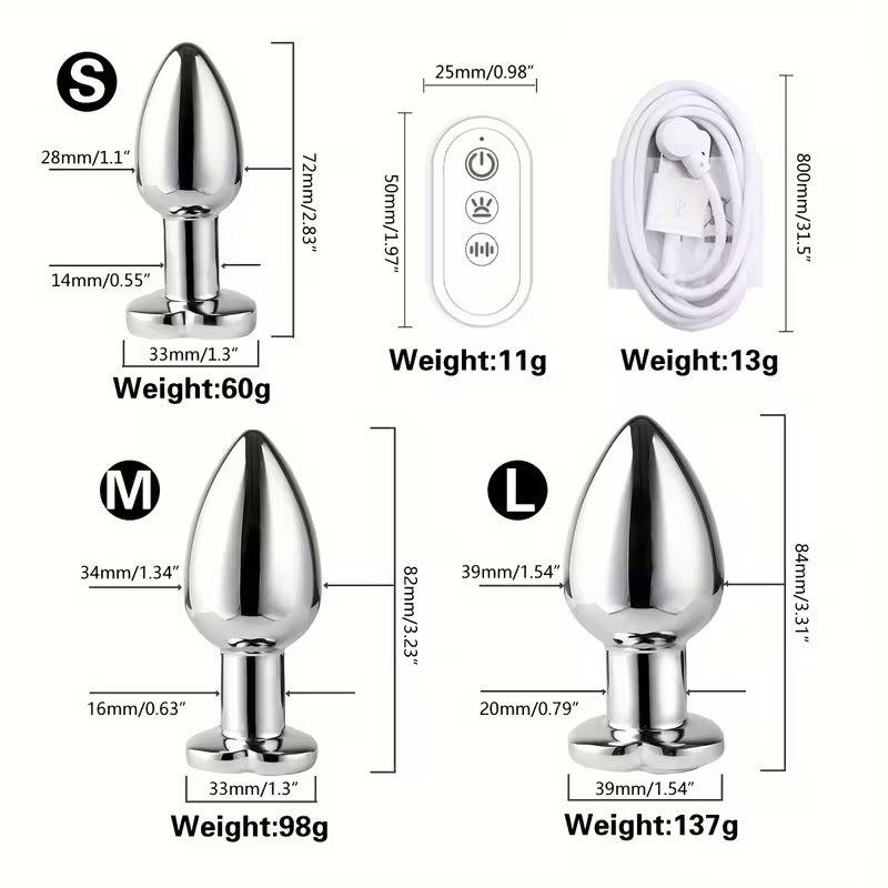 Plug Anal Vibratório Luminoso em Forma de Coração tamanho M