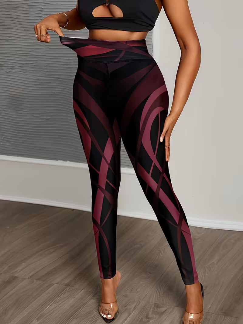 Leggings de Cintura Subida para Mulher com Design Geométrico