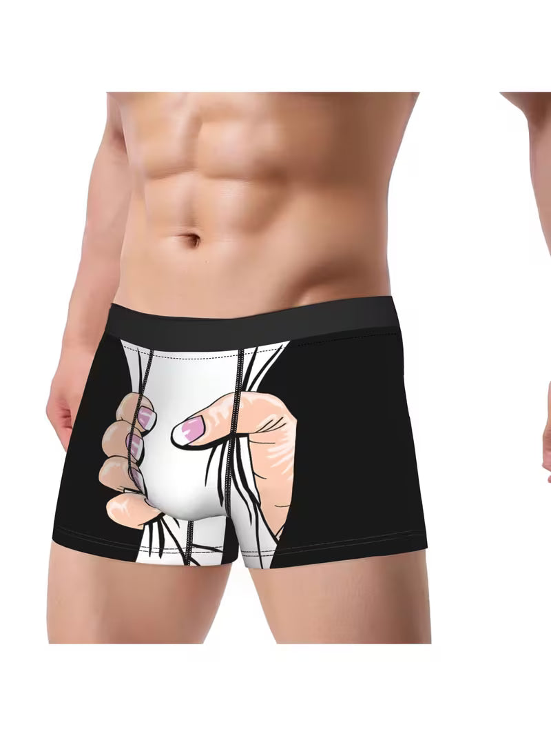 Boxer de uma Mão Grande a Apertar Calções