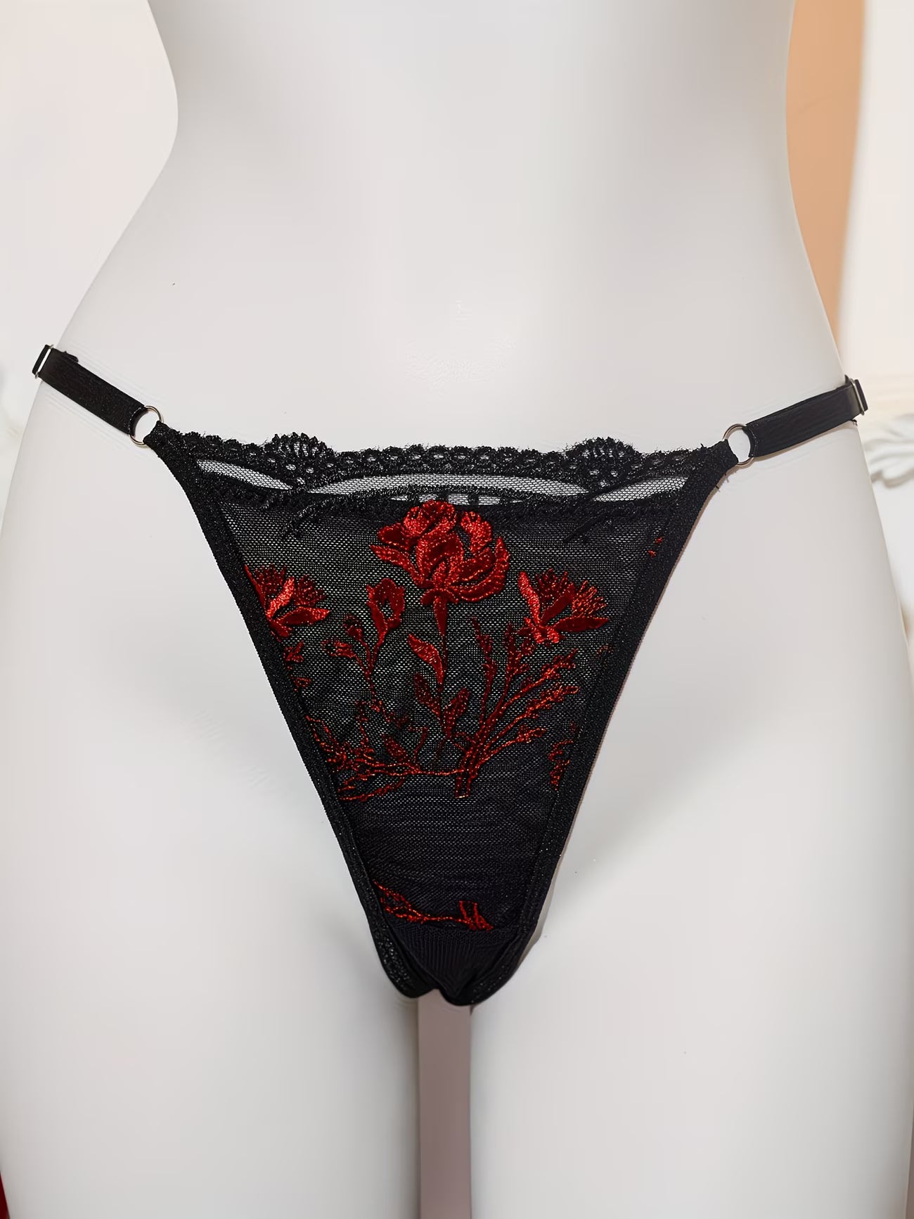 Conjunto de Lingerie Transparente com Bordado Floral Europeu e Americano