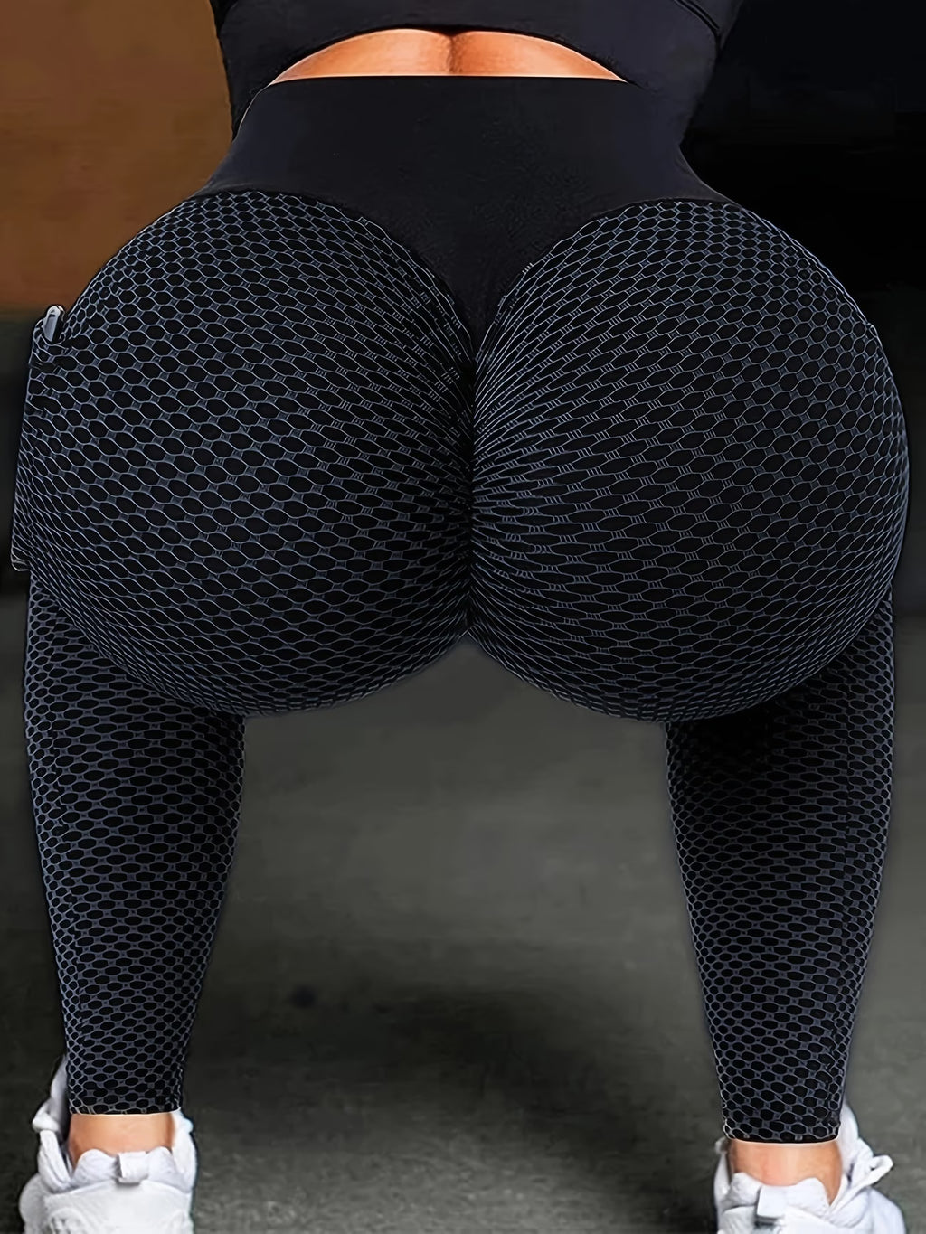 Leggings de Yoga Seersucker de Cintura Subida para Mulheres
