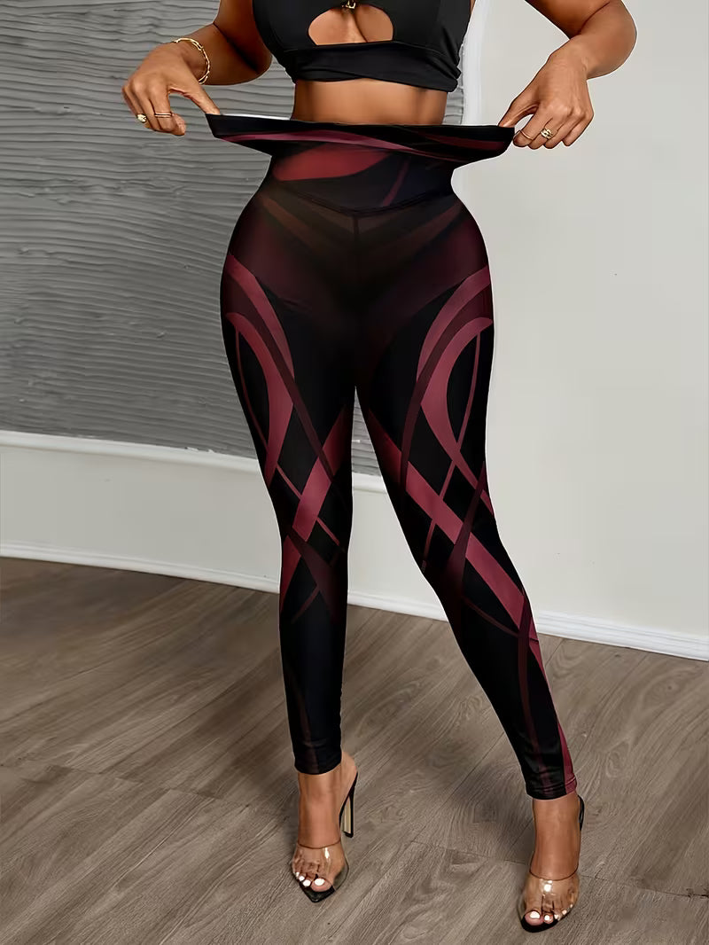 Leggings de Cintura Subida para Mulher com Design Geométrico