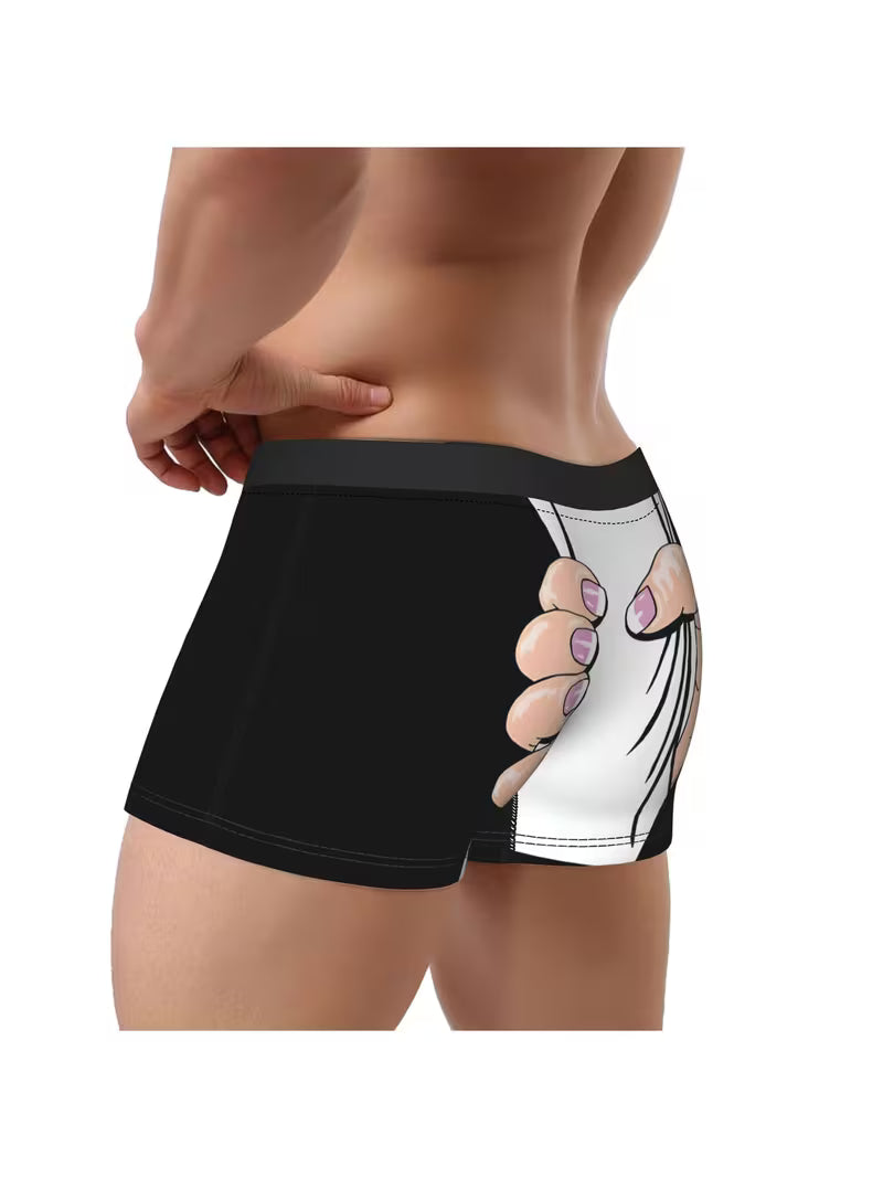 Boxer de uma Mão Grande a Apertar Calções