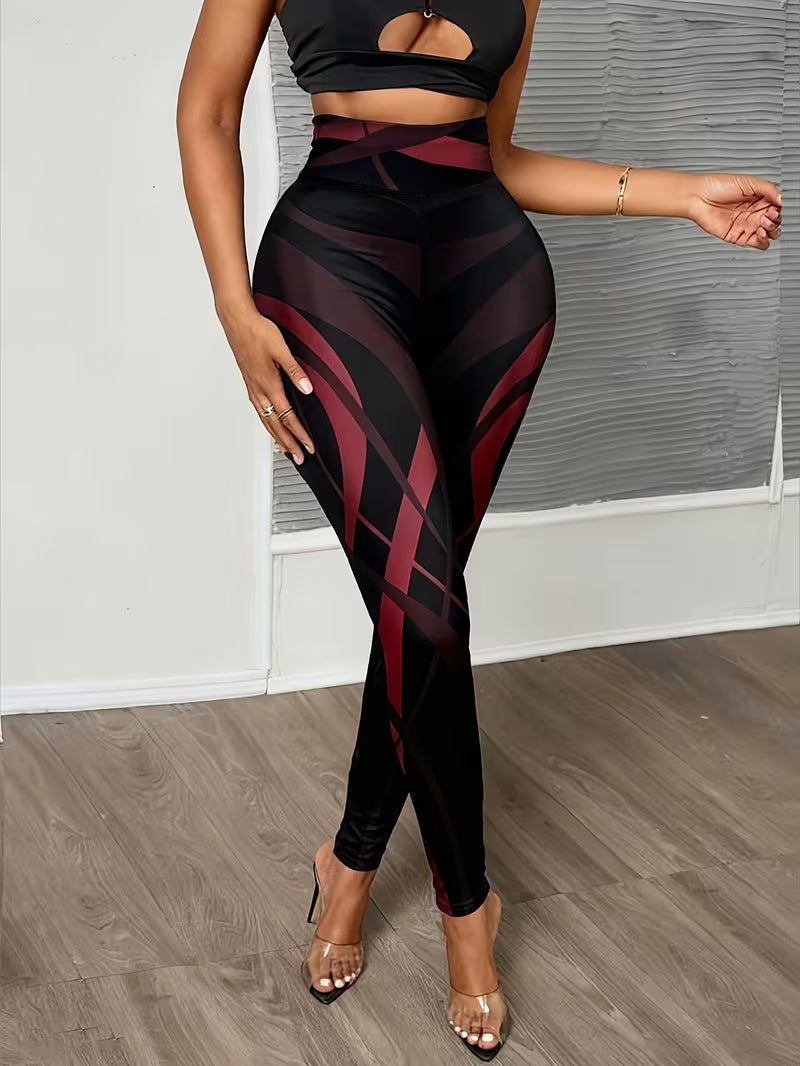Leggings de Cintura Subida para Mulher com Design Geométrico
