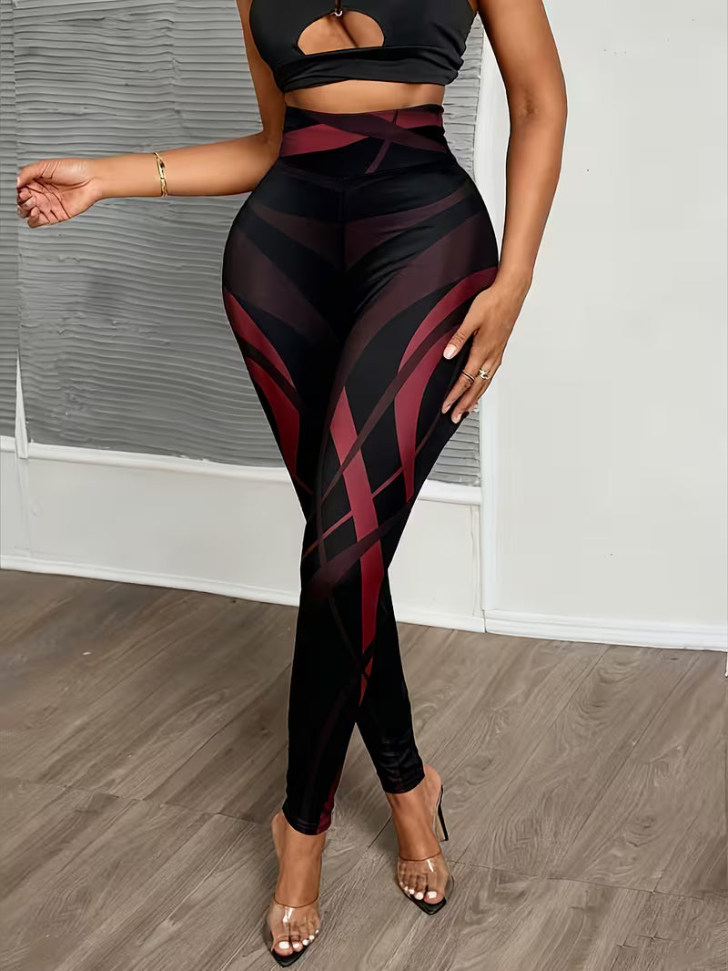 Leggings de Cintura Subida para Mulher com Design Geométrico