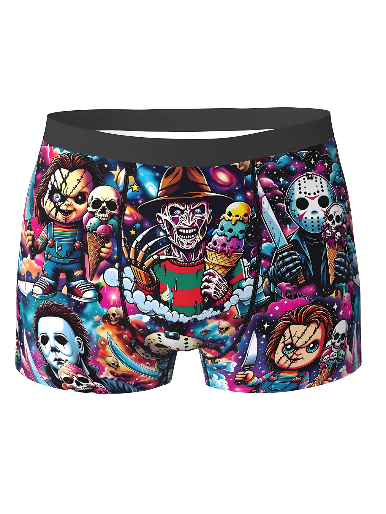 Boxer Briefs com Estampa 3D de Filme de Terror para Homens