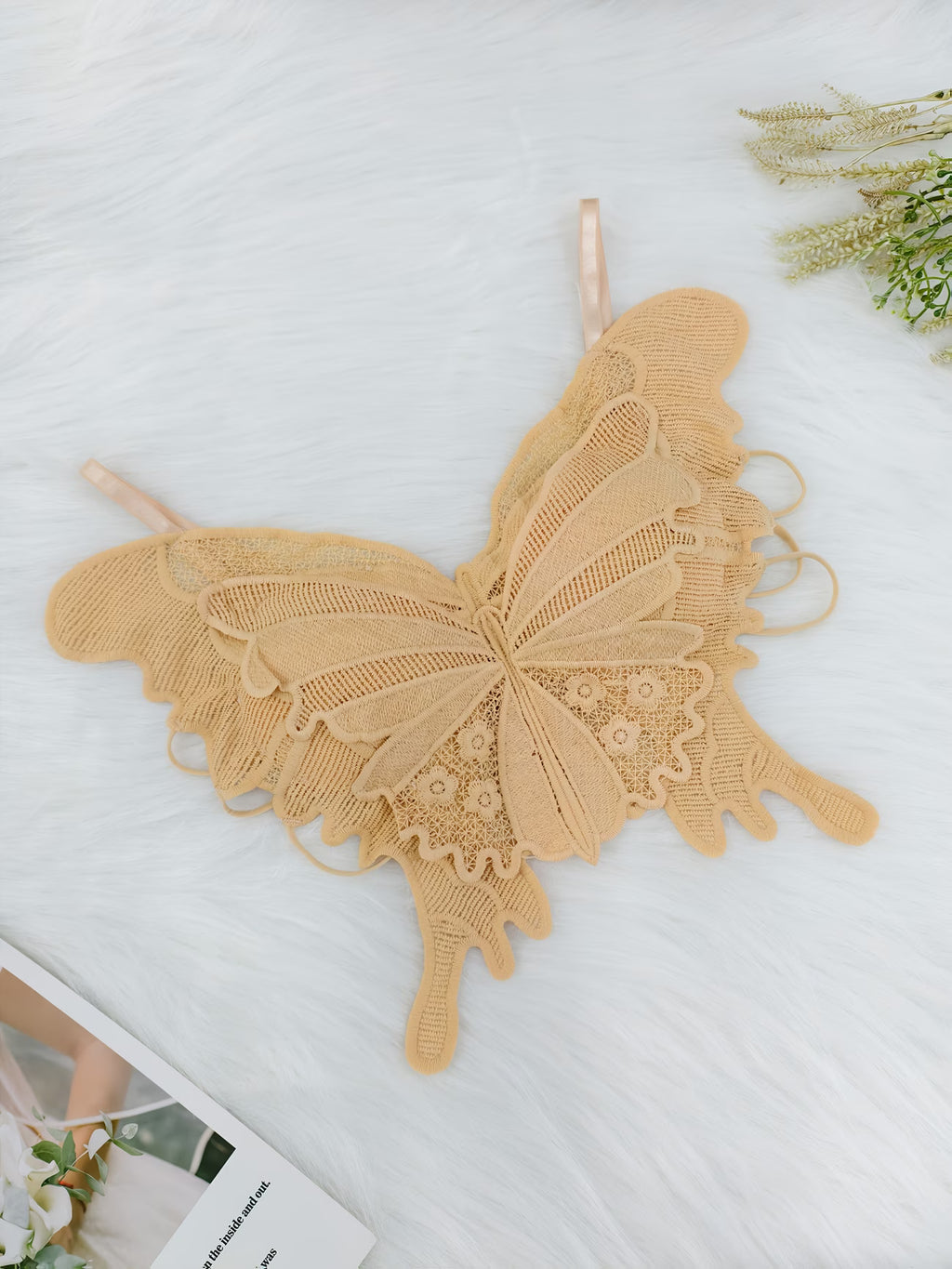 Camisola de Renda para Mulher; Sutiã com Bordado