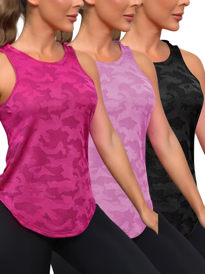 Camiseta Regata Esportiva Feminina com Estampa em Relevo
