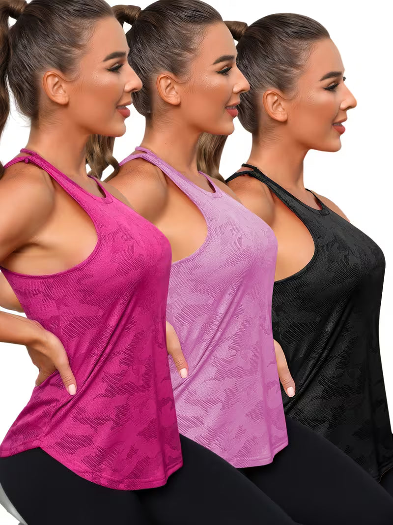 Camiseta Regata Esportiva Feminina com Estampa em Relevo