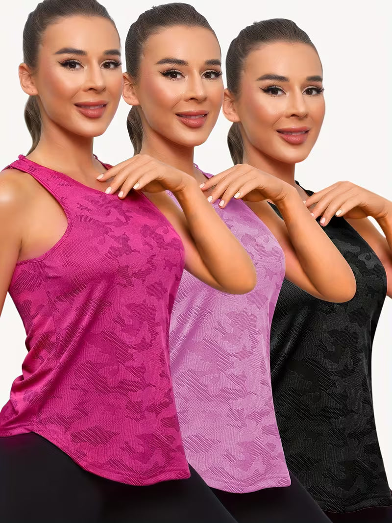 Camiseta Regata Esportiva Feminina com Estampa em Relevo