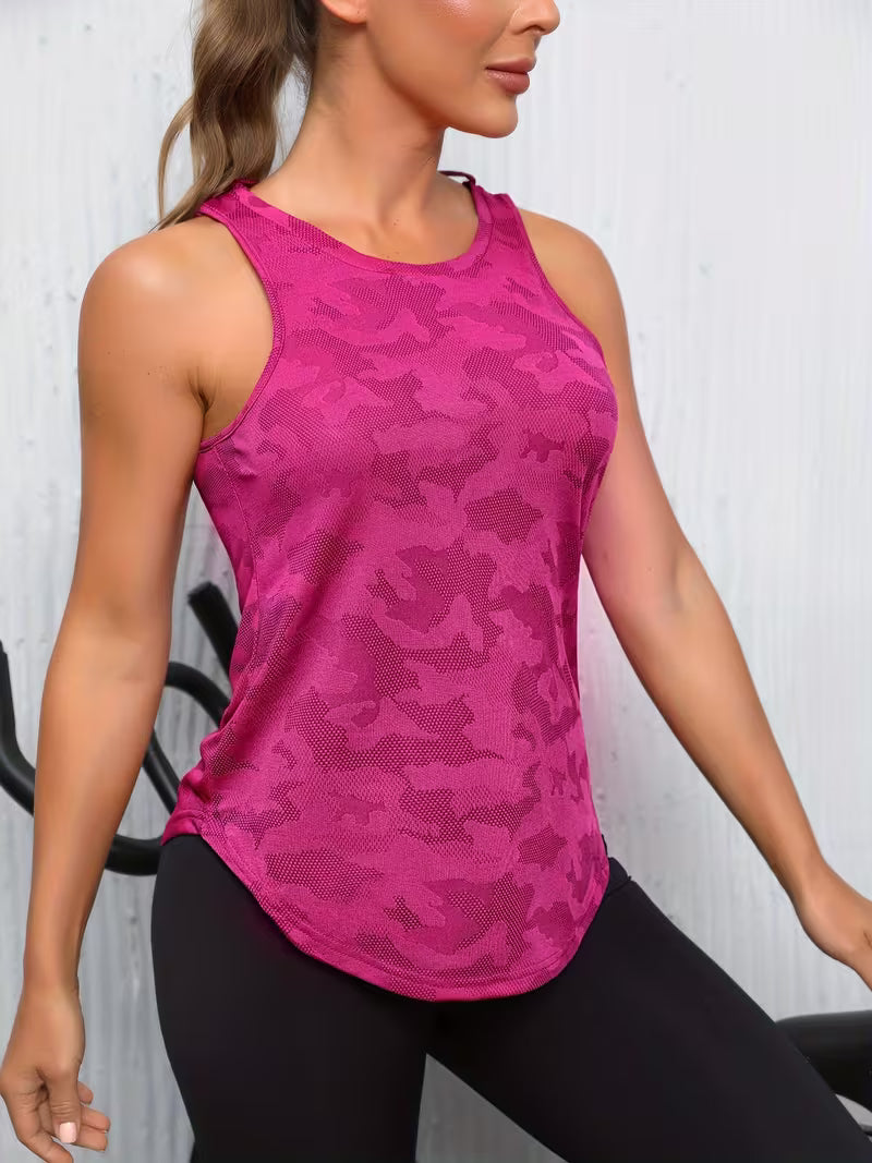Camiseta Regata Esportiva Feminina com Estampa em Relevo
