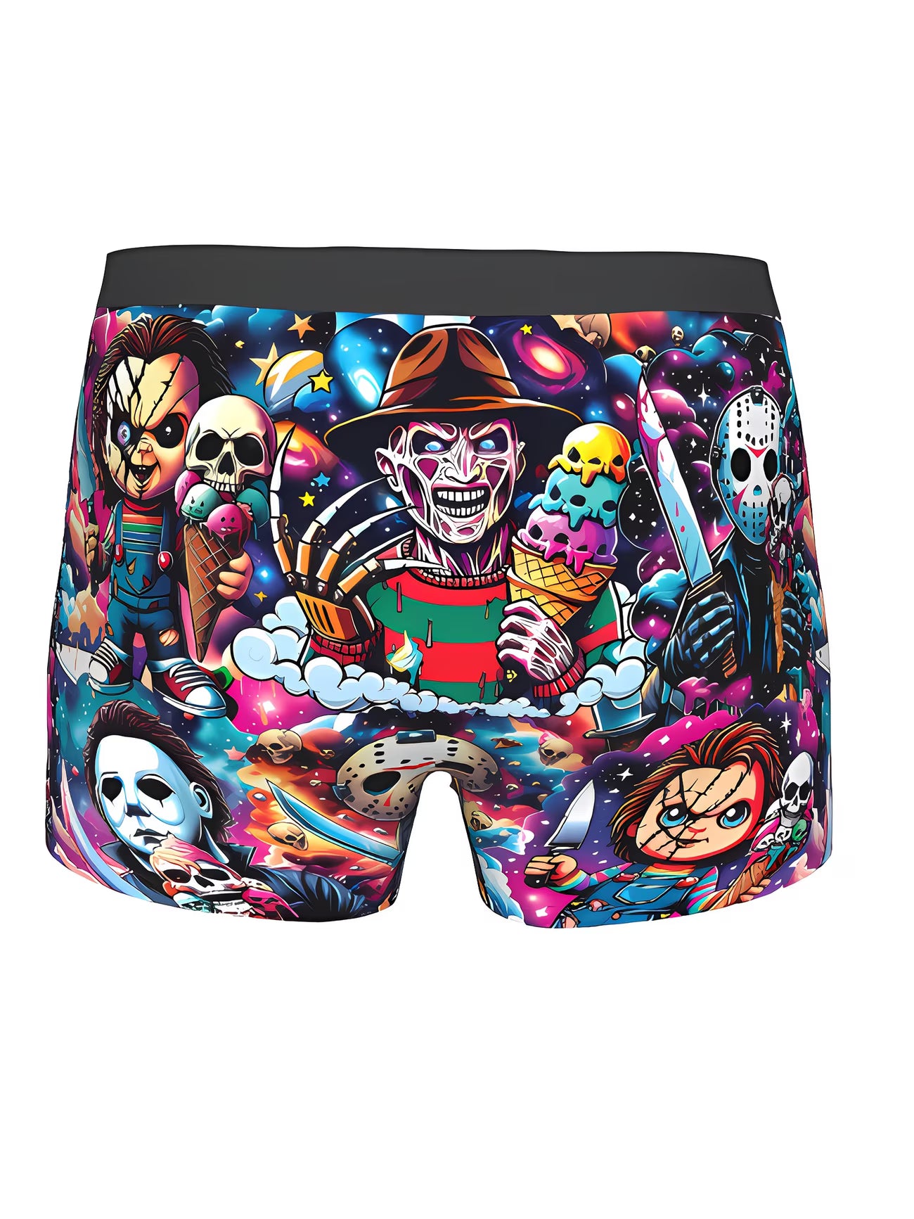 Boxer Briefs com Estampa 3D de Filme de Terror para Homens