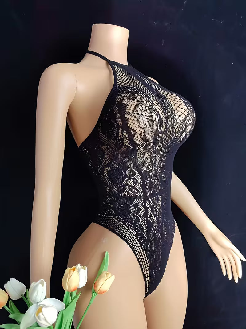 Body de Lingerie Sexy Preto Sem Mangas