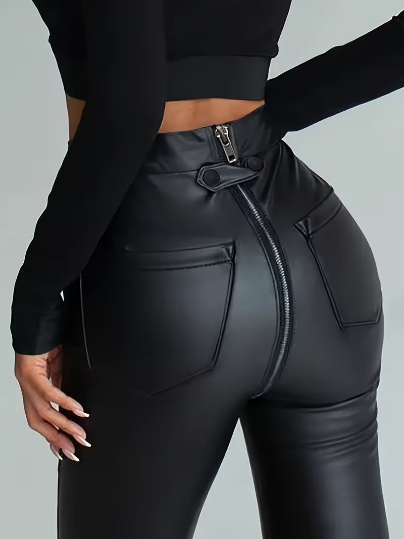 Leggings pretas com fecho a trás