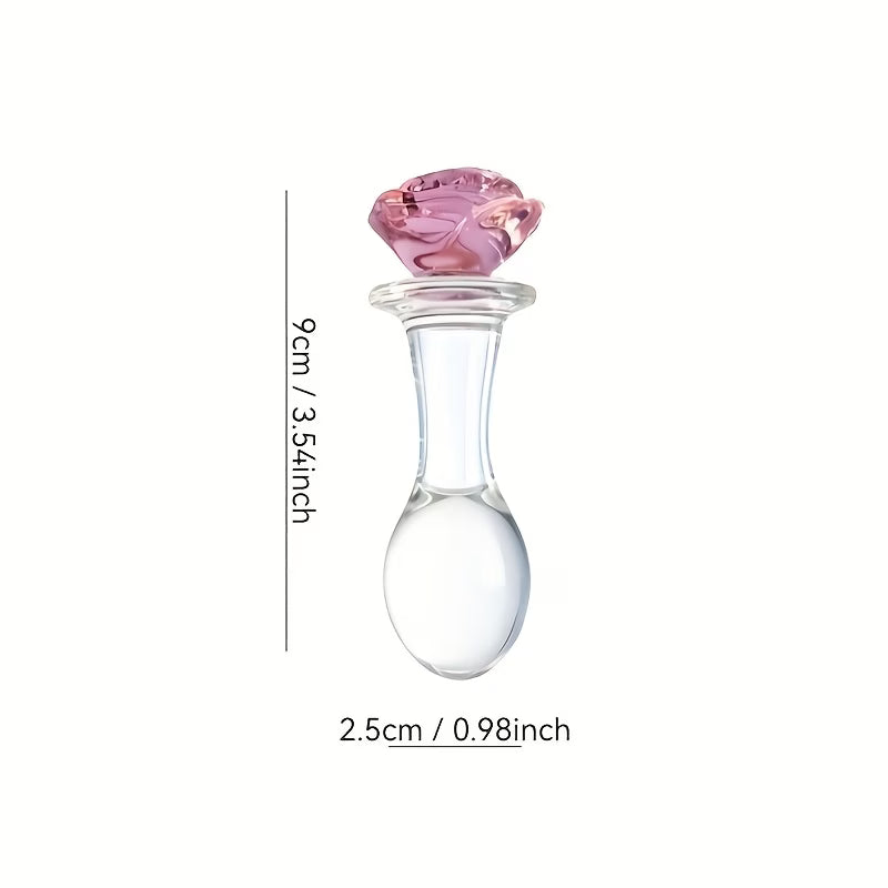 Plug Anal de Vidro com Rosa