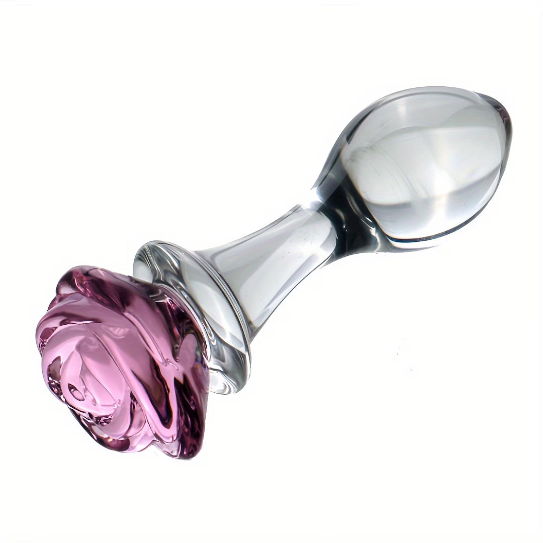 Plug Anal de Vidro com Rosa