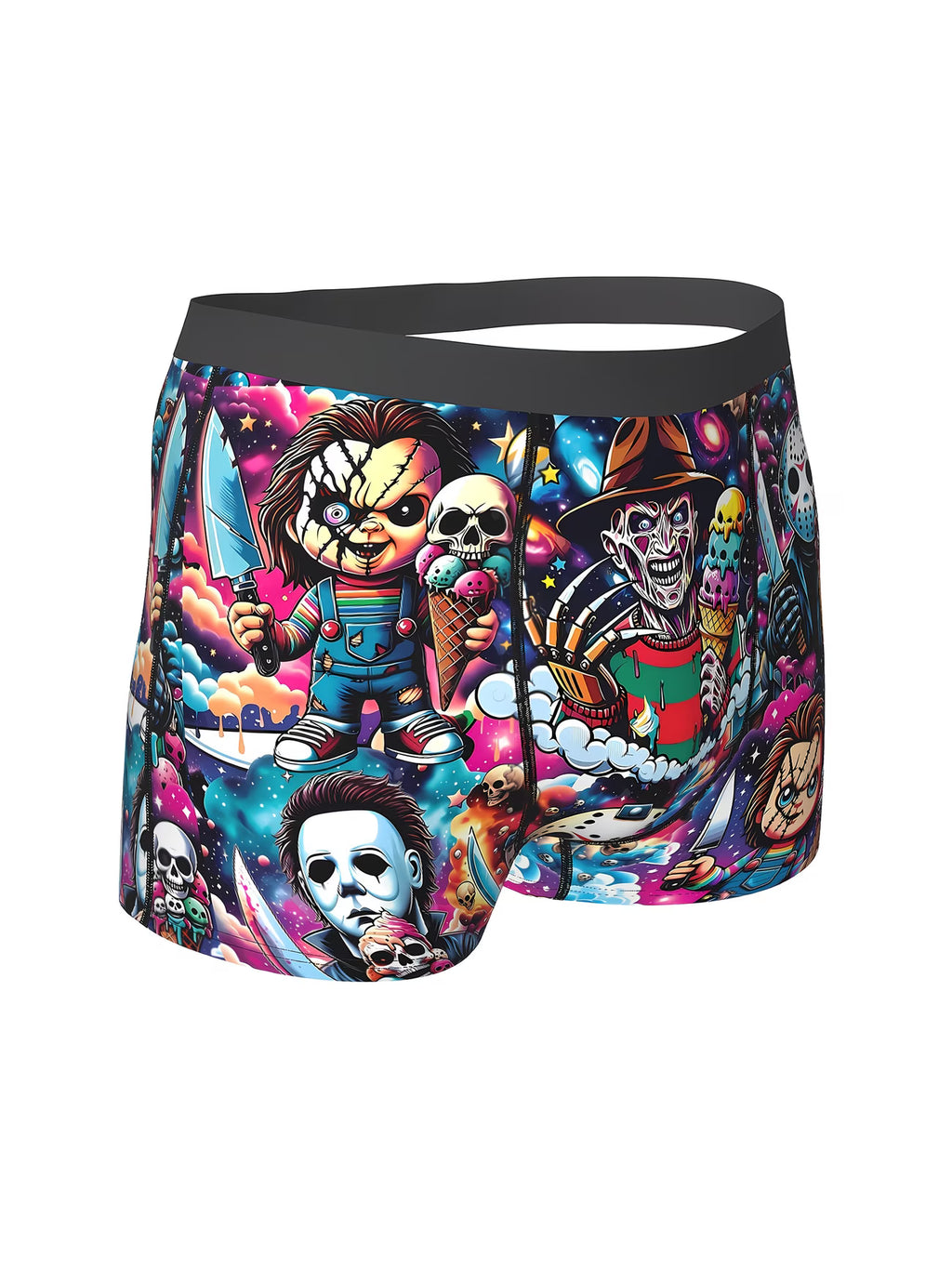 Boxer Briefs com Estampa 3D de Filme de Terror para Homens
