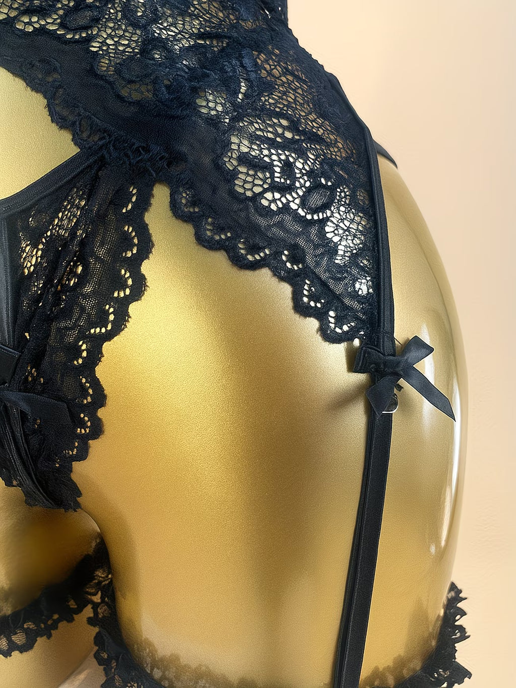Body Sexy de Renda com Aplicações para Mulher