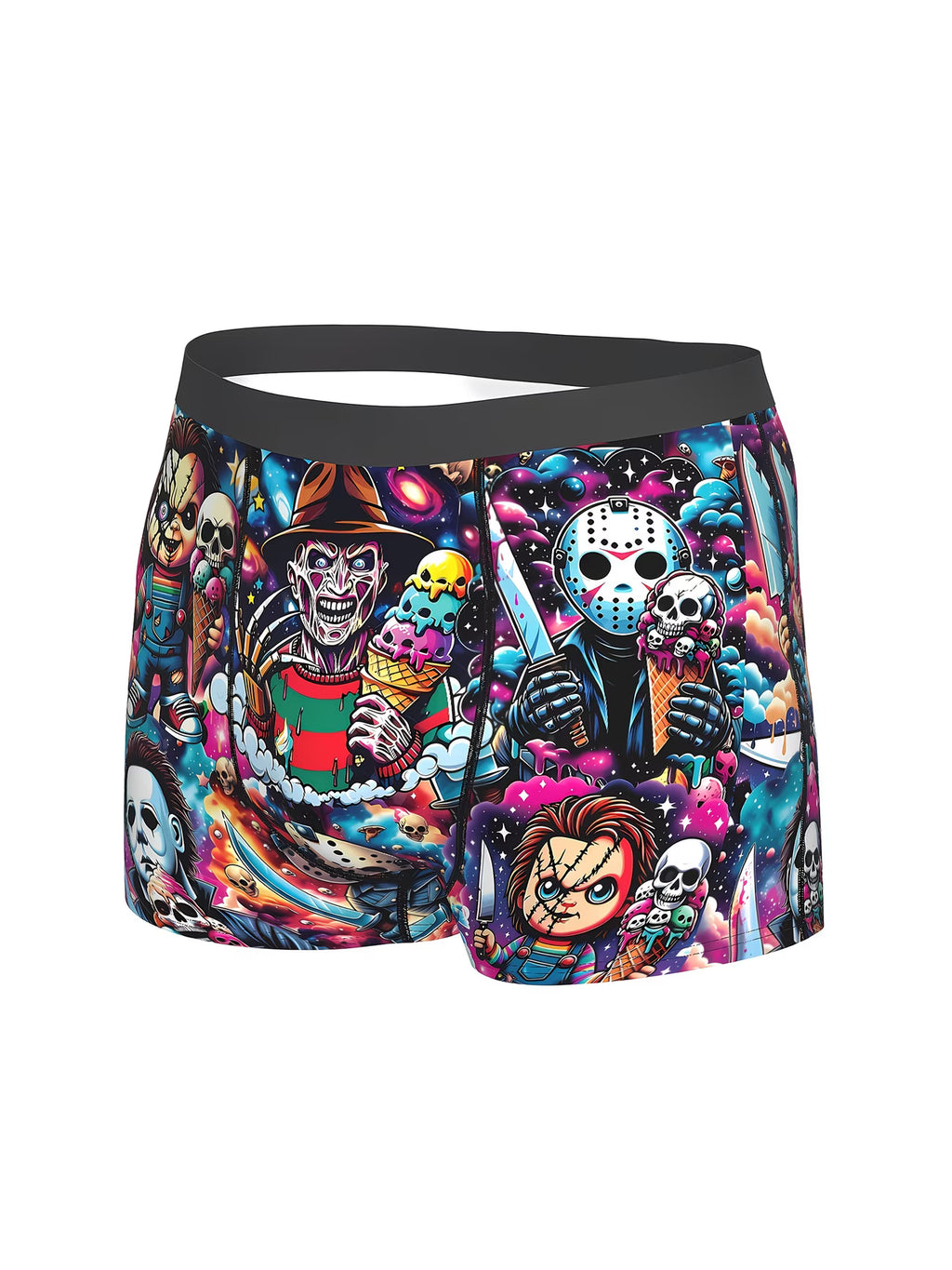 Boxer Briefs com Estampa 3D de Filme de Terror para Homens