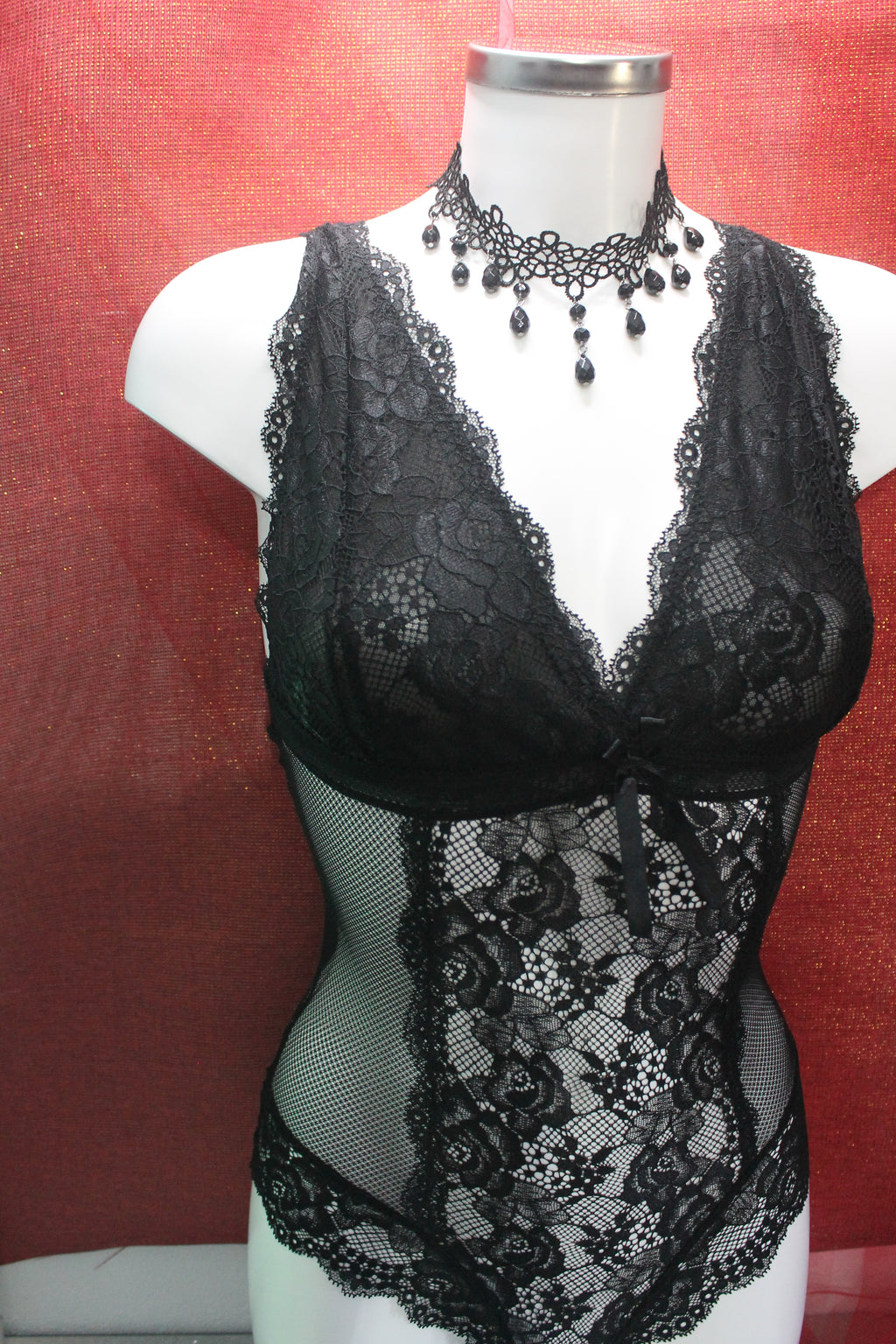 Body preto rendado e transparente