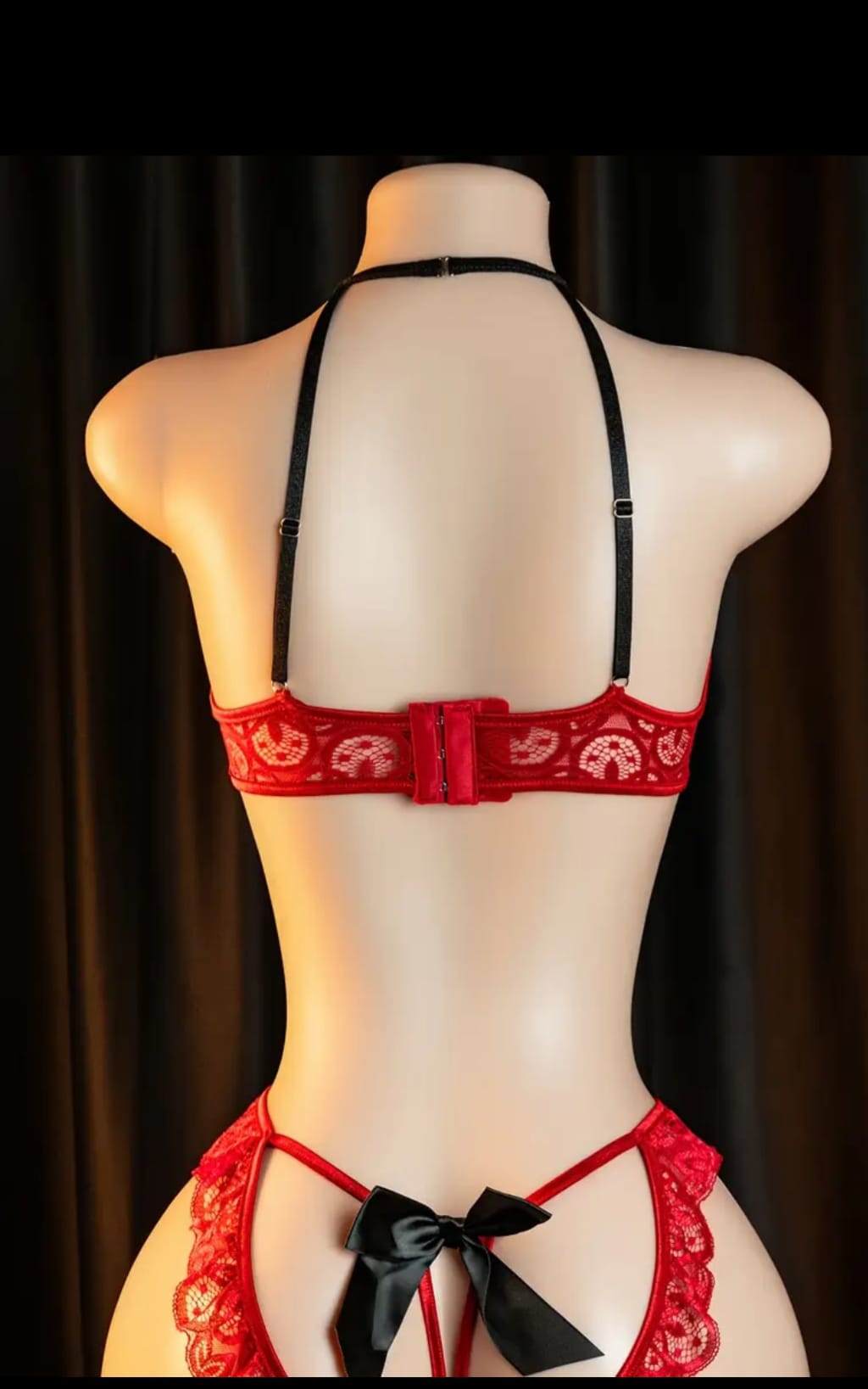 Body Vermelho e preto com abertura L