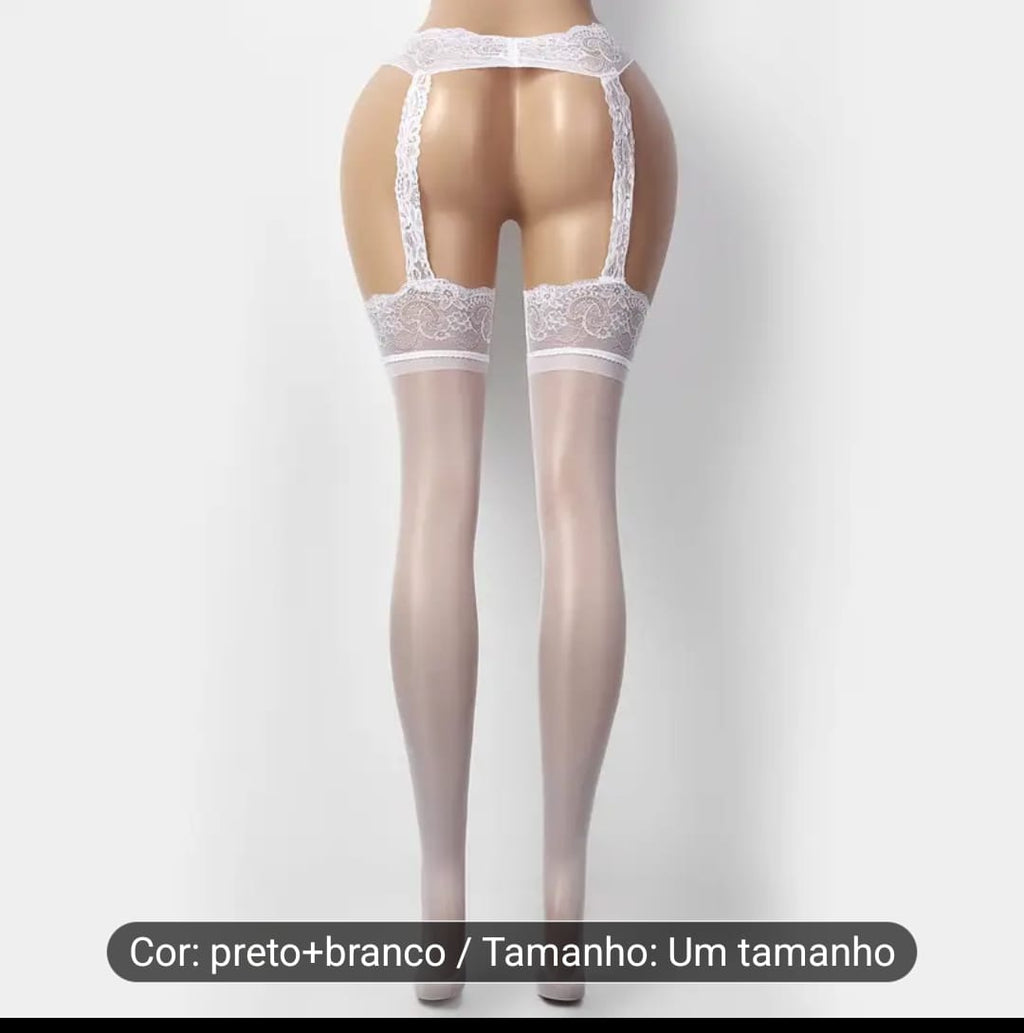 Collants com cinta rendados tamanho único