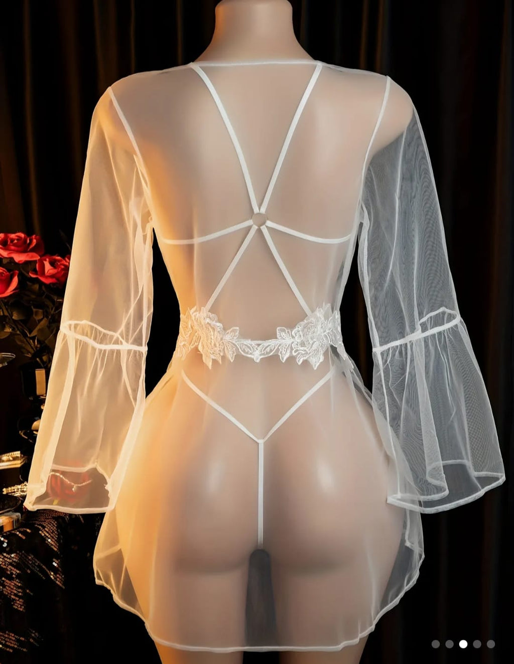 Conjunto de lingerie branca transparente