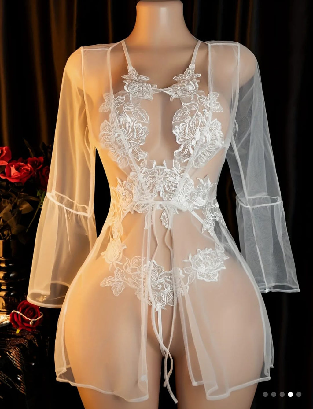 Conjunto de lingerie branca transparente