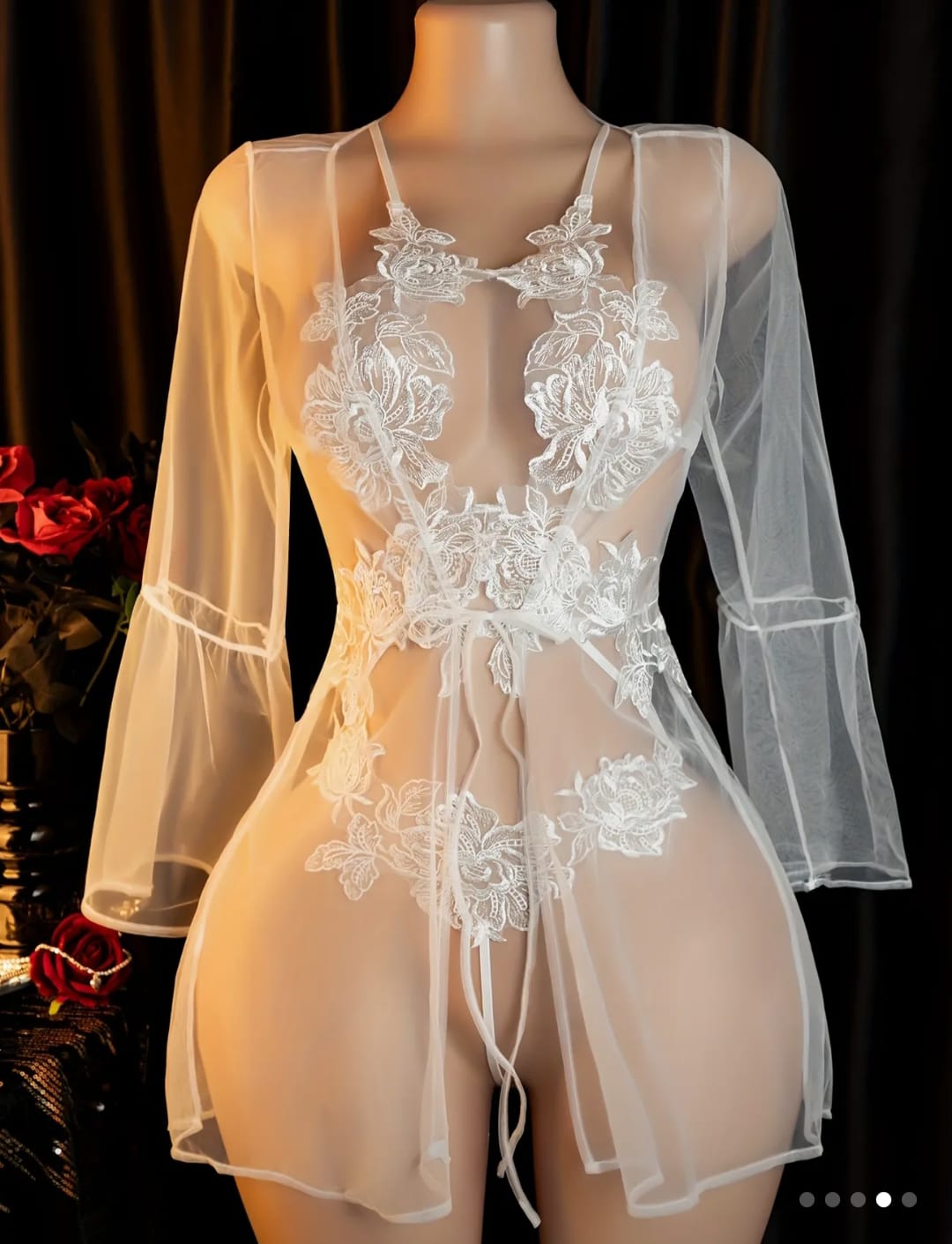 Conjunto de lingerie branca transparente