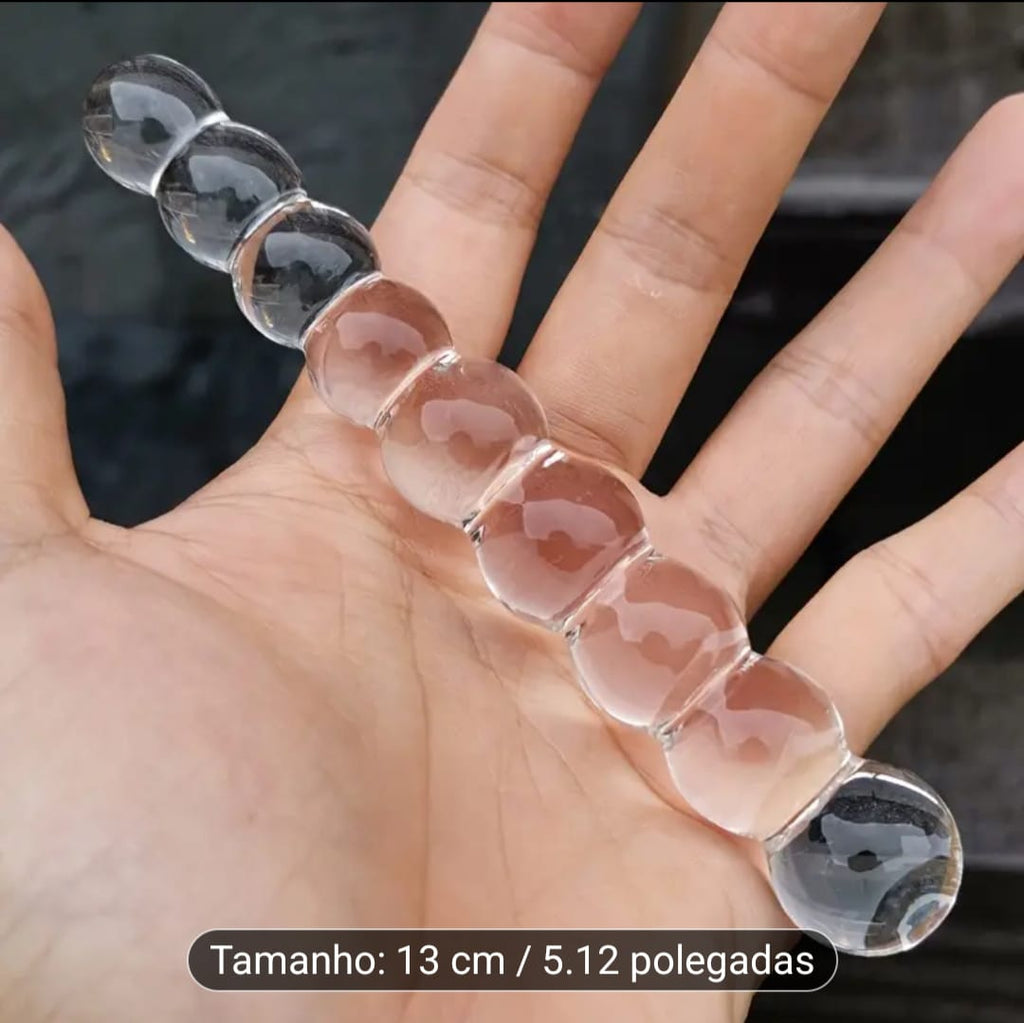 Dildo em vidro com bolas