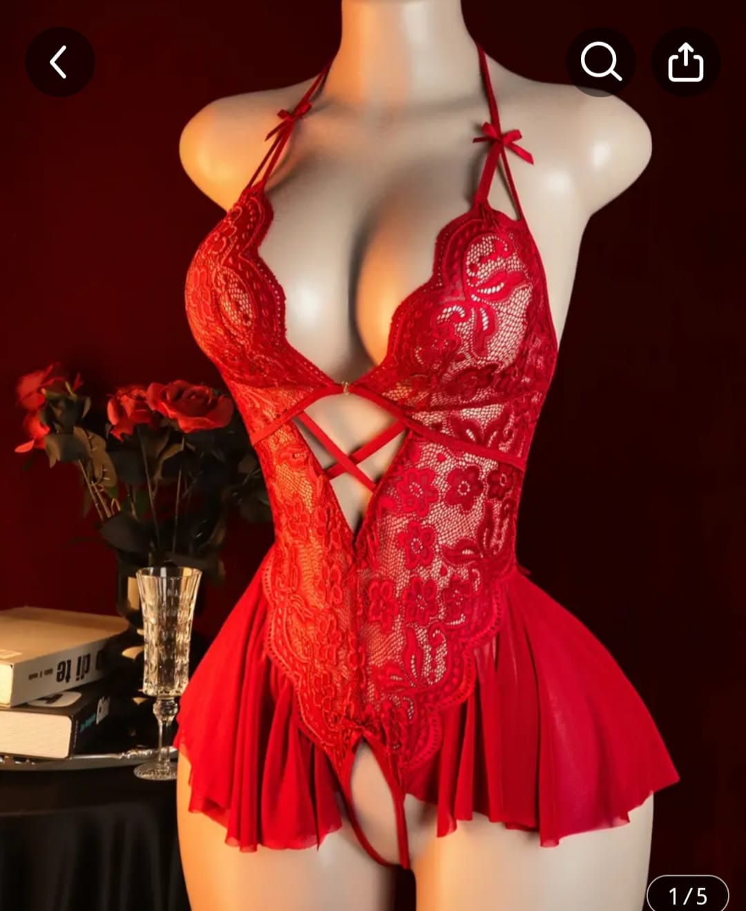 Body vermelho ou preto rendado aberto