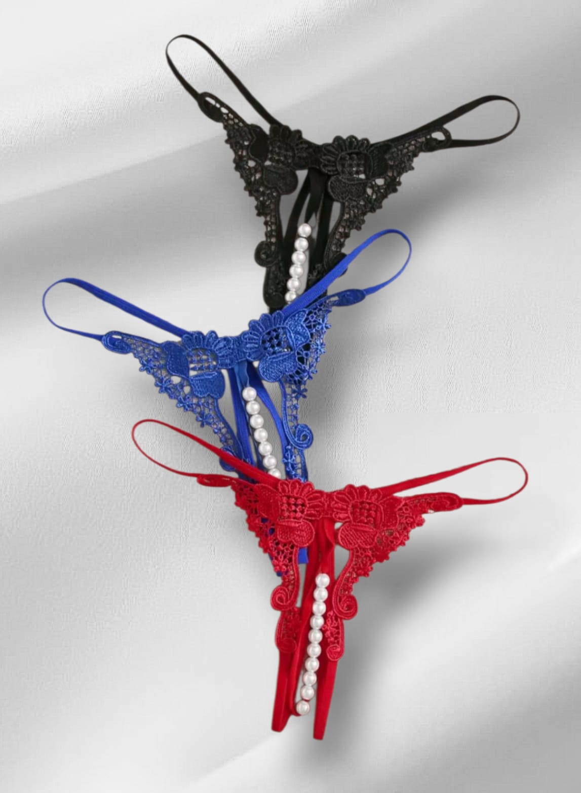 Cueca rendada com perolas tamanho único