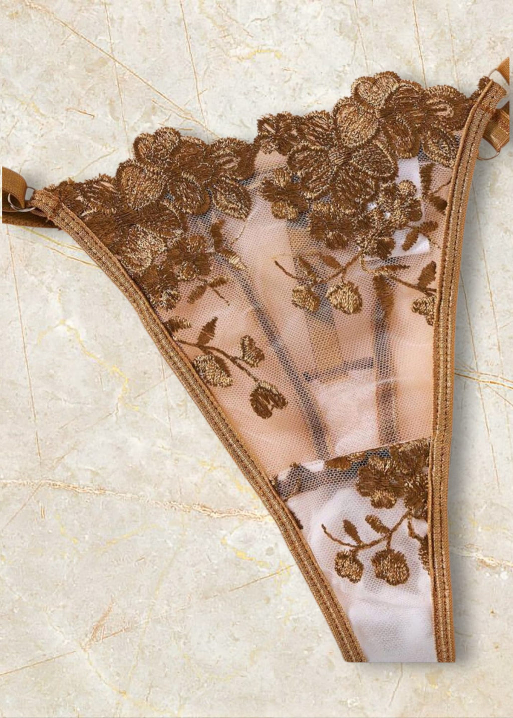 Conjunto de sutiã e cueca dourado e branco