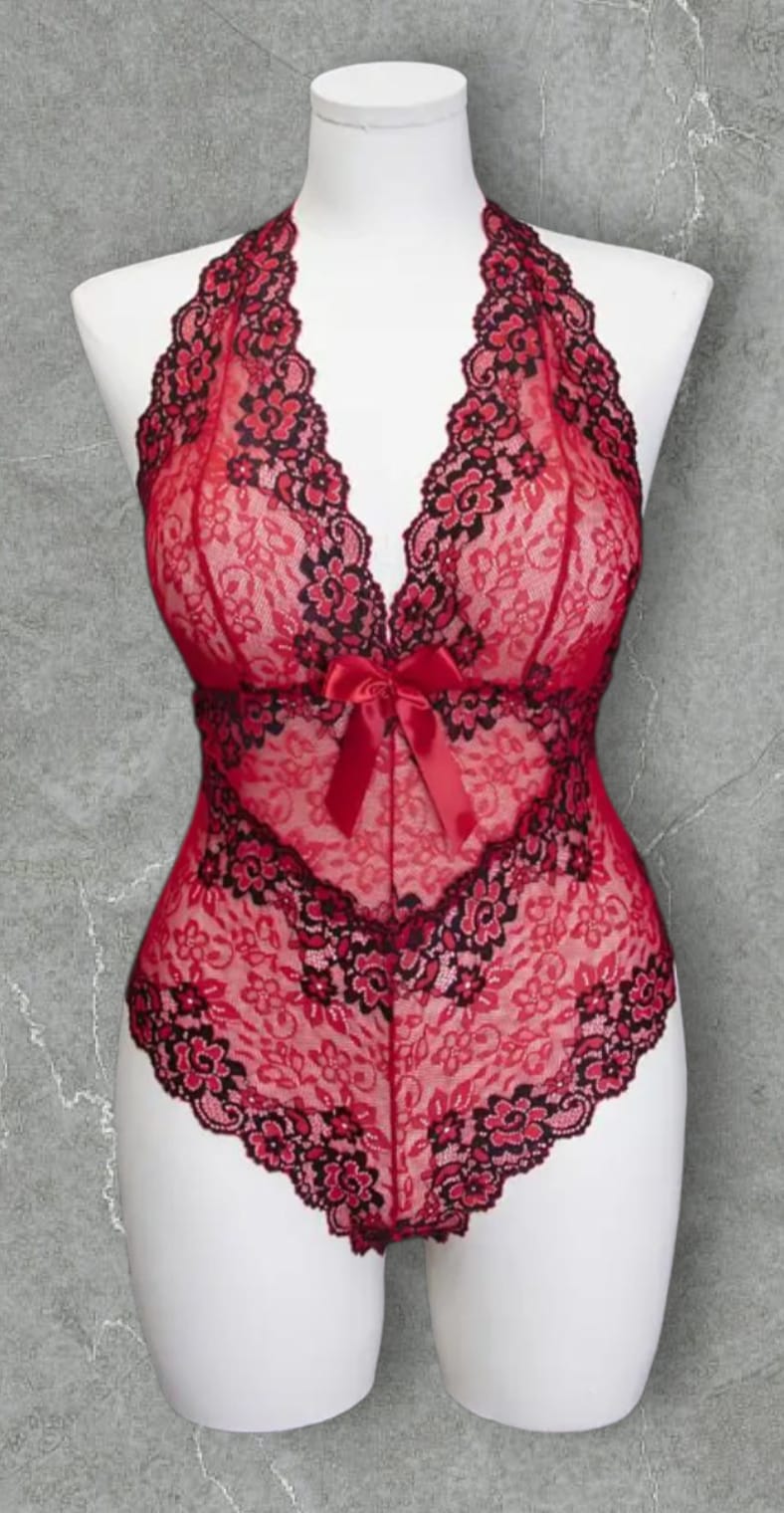 Body vermelho rendado