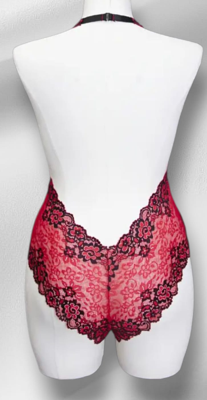 Body vermelho rendado