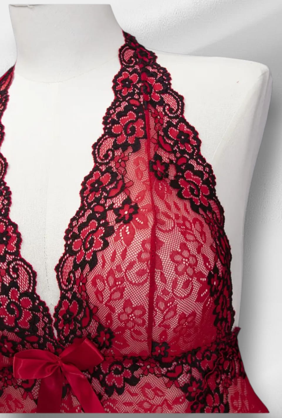 Body vermelho rendado