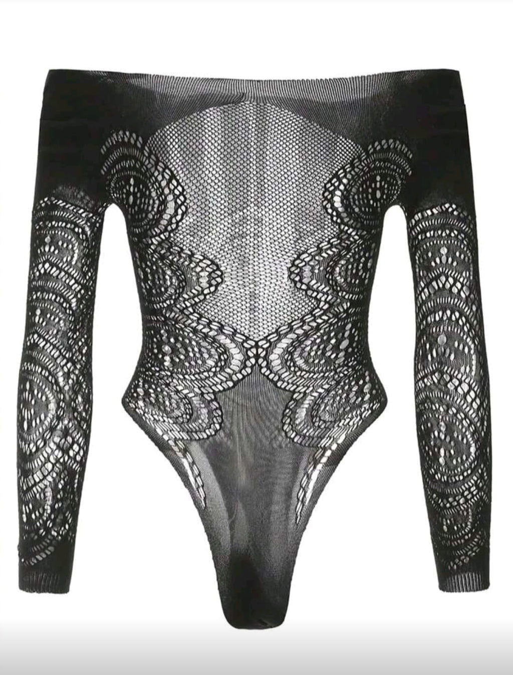 Body preto rendado com mangas