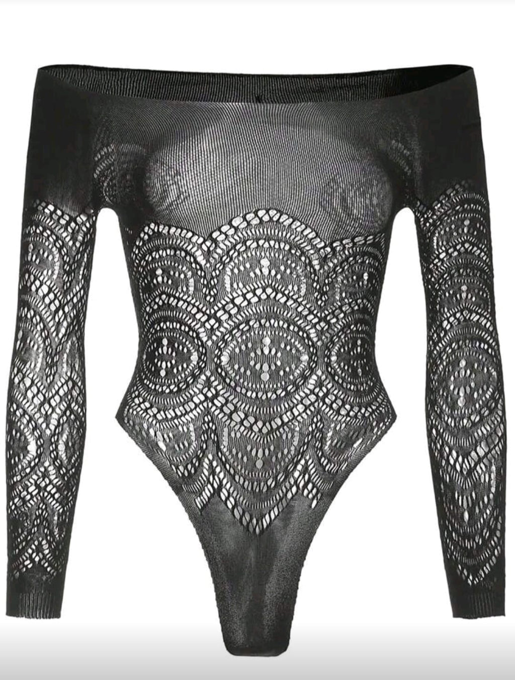 Body preto rendado com mangas